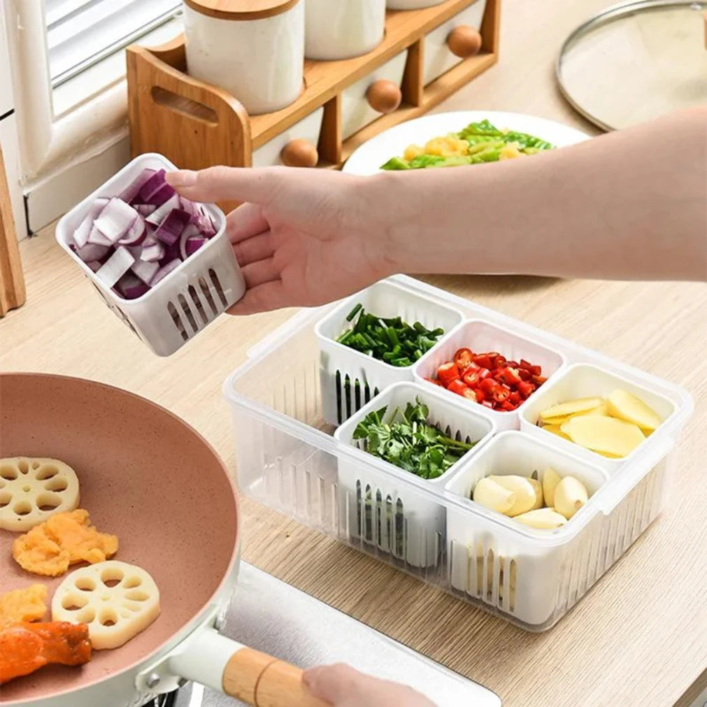 Refrigerator Storage Box 6 Grid Food Vegetable Fruit Storage Box