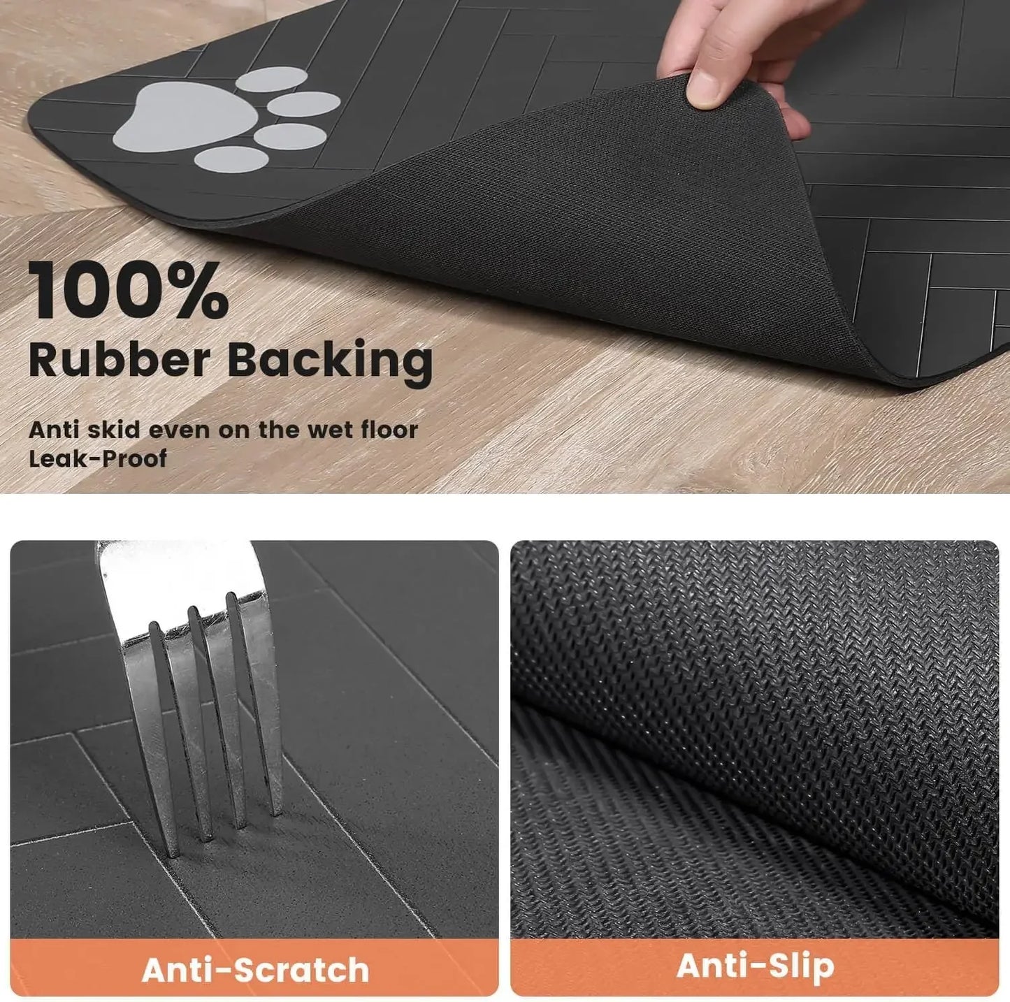 Absorbent Pet Feeding Mat S/M/L – Waterproof Placemat for Dogs & Cats, Quick-Dry Food & Water Bowl Mat with Non-Slip Rubber Backing