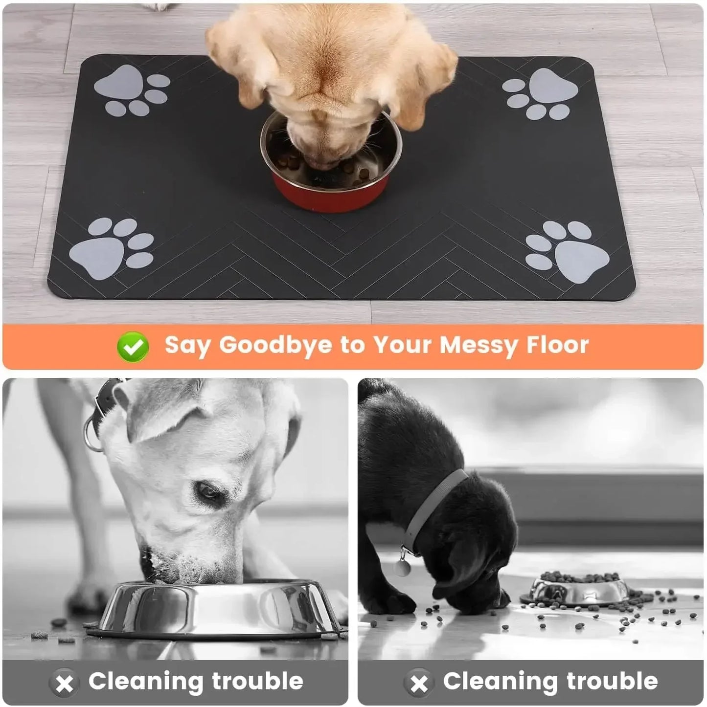 Absorbent Pet Feeding Mat S/M/L – Waterproof Placemat for Dogs & Cats, Quick-Dry Food & Water Bowl Mat with Non-Slip Rubber Backing