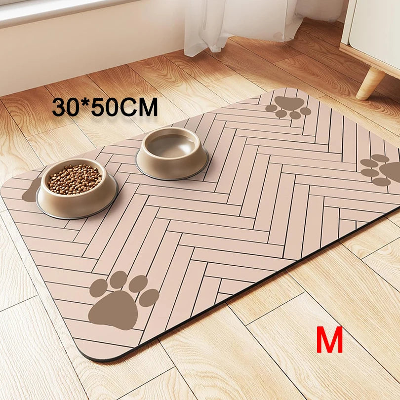 Absorbent Pet Feeding Mat S/M/L – Waterproof Placemat for Dogs & Cats, Quick-Dry Food & Water Bowl Mat with Non-Slip Rubber Backing