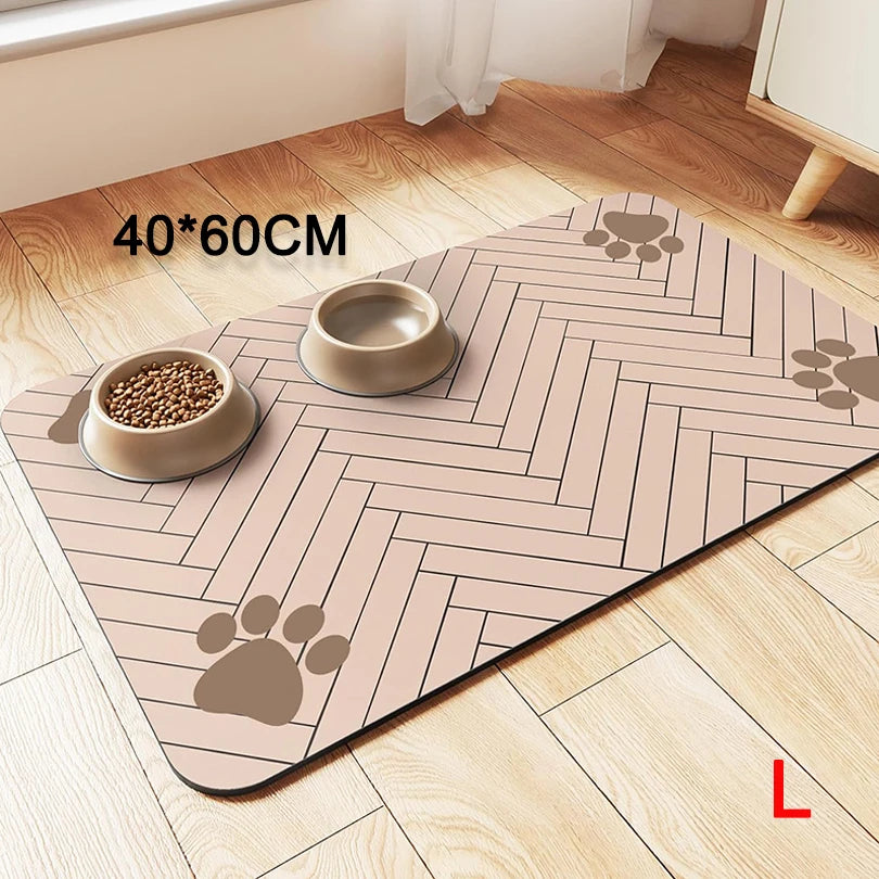 Absorbent Pet Feeding Mat S/M/L – Waterproof Placemat for Dogs & Cats, Quick-Dry Food & Water Bowl Mat with Non-Slip Rubber Backing