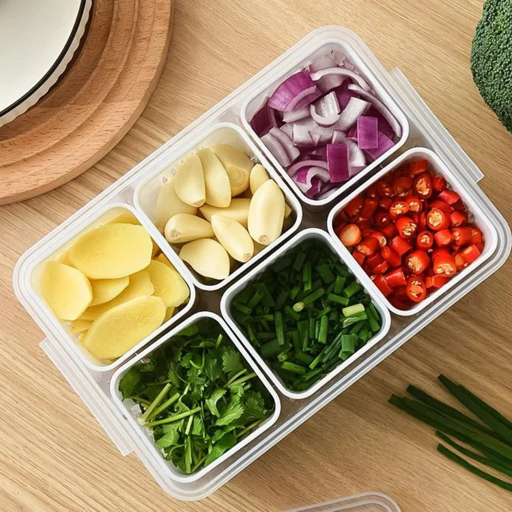 Refrigerator Storage Box 6 Grid Food Vegetable Fruit Storage Box