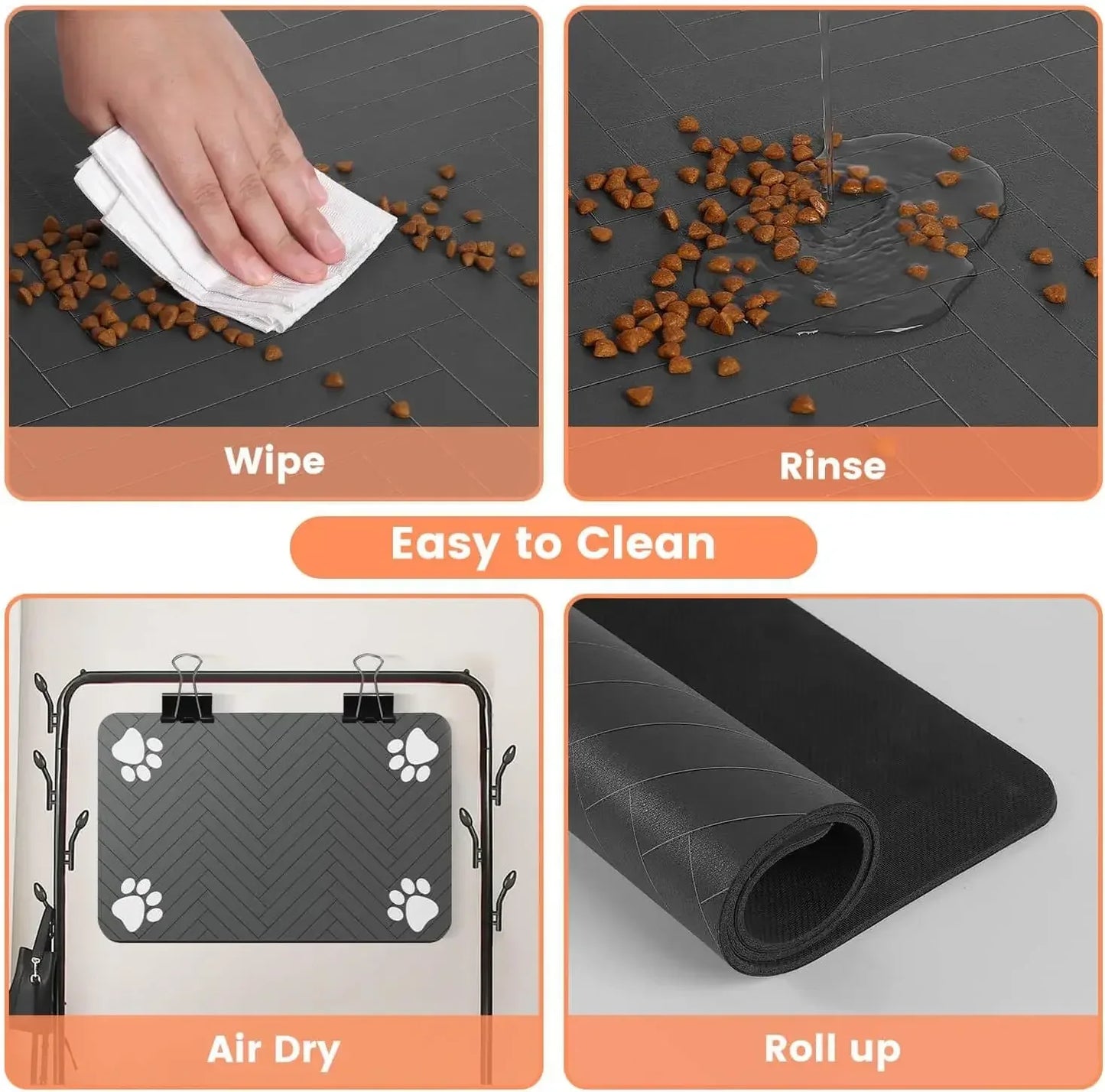 Absorbent Pet Feeding Mat S/M/L – Waterproof Placemat for Dogs & Cats, Quick-Dry Food & Water Bowl Mat with Non-Slip Rubber Backing