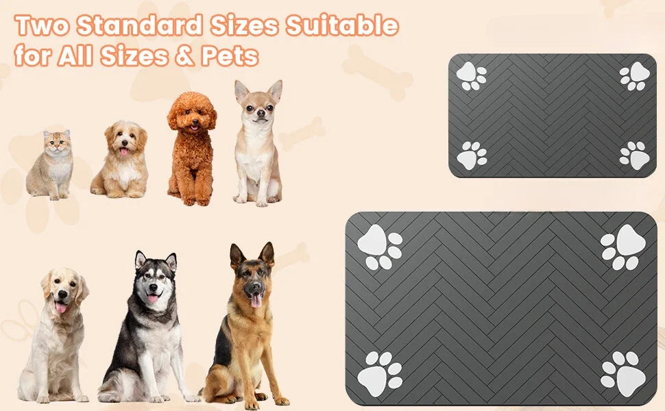 Absorbent Pet Feeding Mat S/M/L – Waterproof Placemat for Dogs & Cats, Quick-Dry Food & Water Bowl Mat with Non-Slip Rubber Backing