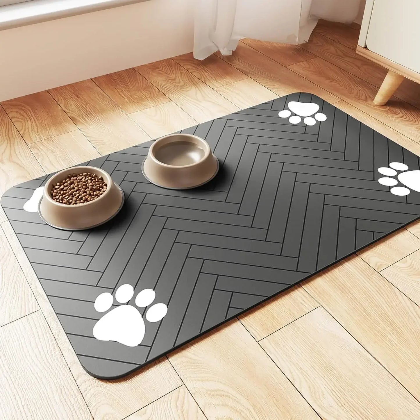 Absorbent Pet Feeding Mat S/M/L – Waterproof Placemat for Dogs & Cats, Quick-Dry Food & Water Bowl Mat with Non-Slip Rubber Backing